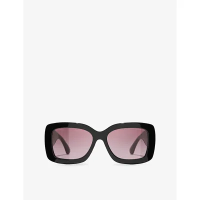 Pre-owned Chanel Womens Black Ch5535q Square-frame Acetate Sunglasses