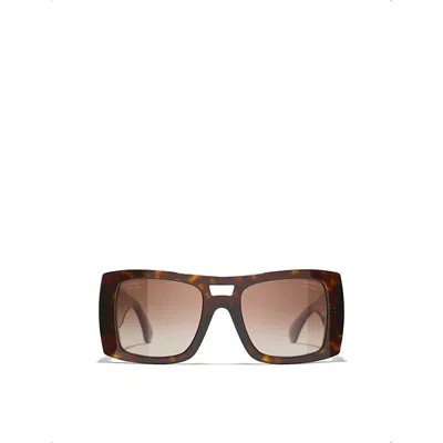 Pre-owned Chanel Womens Brown Ch5539 Square-frame Acetate Sunglasses