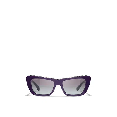 Pre-owned Chanel Womens Purple Ch5540 Butterfly-frame Acetate Sunglasses