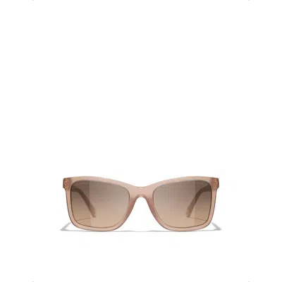 Chanel Womens Ch5551u Rectangular-frame Acetate Sunglasses Pink In Brown