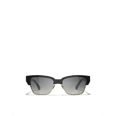 Chanel Womens Ch5558 Square-frame Acetate And Metal Sunglasses Black