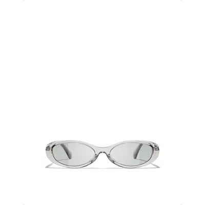 Chanel Womens Ch5565 Oval-frame Acetate Sunglasses Grey