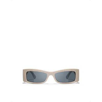 Chanel Womens Ch5566 Rectangle-frame Acetate Sunglasses Cream In Gray