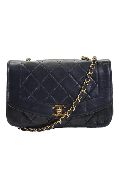 Pre-owned Chanel Womens Chain Strap Quilted Turnlock Cc Flap Shoulder Handbag Black