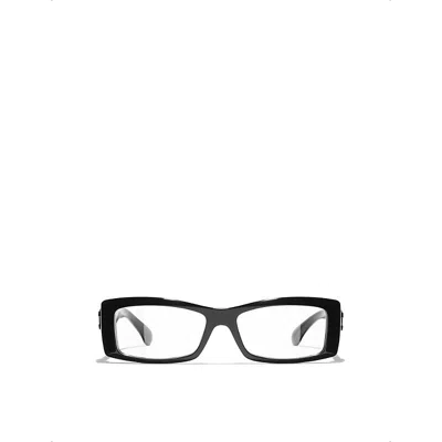 Chanel Womens Ch3497 Rectangle-frame Acetate Optical Glasses Black