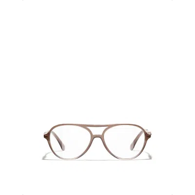 Chanel Womens  Ch3504 Pilot-frame Metal Optical Glasses In Brown