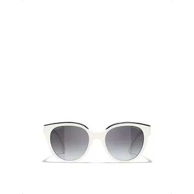 Chanel Womens White Ch5414 Square Acetate Sunglasses