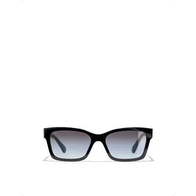 Chanel Womens Ch5417 Square Acetate Sunglasses Black