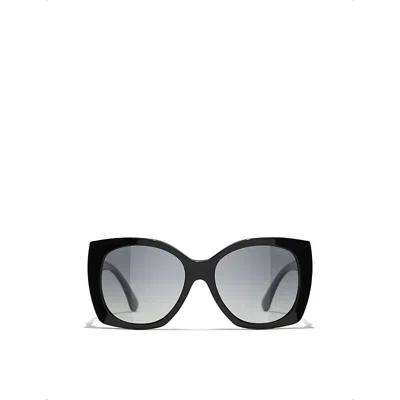 Chanel Womens Ch5519 Square-frame Acetate Sunglasses Black
