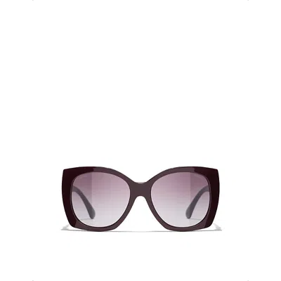 Pre-owned Chanel Womens Ch5519 Square-frame Acetate Sunglasses Red