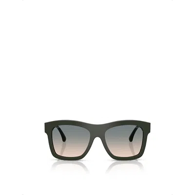Pre-owned Chanel Womens Ch5533 Square-frame Acetate Sunglasses Green