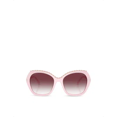 Pre-owned Chanel Womens Pink Ch5547q Butterfly Acetate Sunglasses