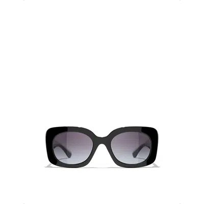 Pre-owned Chanel Womens Black Ch5563b Square-frame Acetate Sunglasses