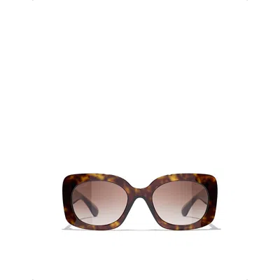Pre-owned Chanel Womens Brown Ch5563b Square-frame Acetate Sunglasses