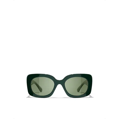 Chanel Womens Green Ch5563b Square-frame Acetate Sunglasses