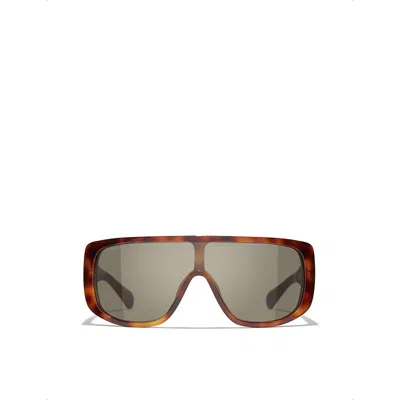 Pre-owned Chanel Womens Brown Ch5495 Pillow-frame Acetate Sunglasses
