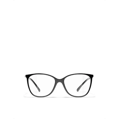 Pre-owned Chanel Womens Black Ch3408q Rectangle-frame Acetate Glasses