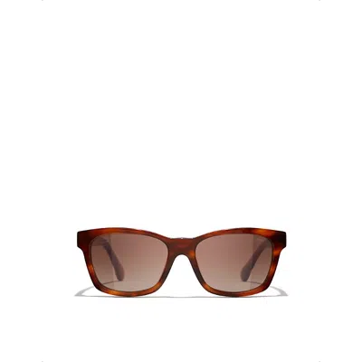 Pre-owned Chanel Womens Brown Ch5484 Square-frame Acetate Sunglasses