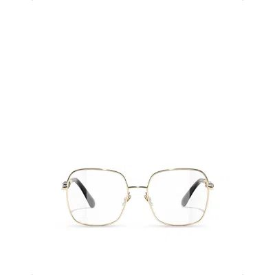 Pre-owned Chanel Womens Gold Ch2215 Square-frame Metal Optical Glasses