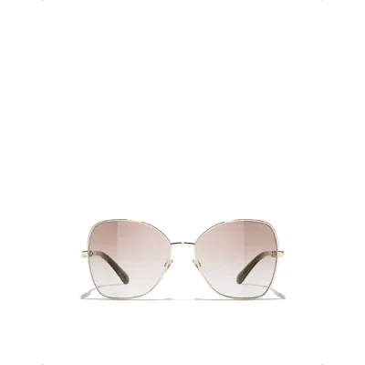 Chanel Womens Gold Ch4283 Butterfly-frame Metal Sunglasses