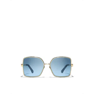 Pre-owned Chanel Womens  Ch4288q Square-frame Metal Sunglasses