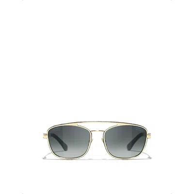 Pre-owned Chanel Womens Ch4290q Polarised Pilot-frame Metal Sunglasses Gold