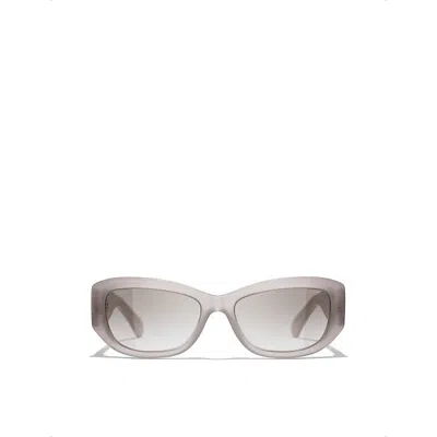 Pre-owned Chanel Womens Grey Ch5493 Pillow-frame Acetate Sunglasses