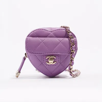 Pre-owned Chanel Womens Heart Bag 22s Micro In Purple