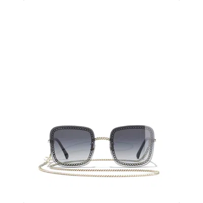 Pre-owned Chanel Womens Pale Gold Square Sunglasses