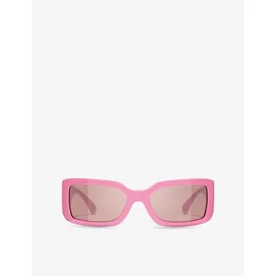 Pre-owned Chanel Womens Pink Ch5526 Rectangle-frame Acetate Sunglasses