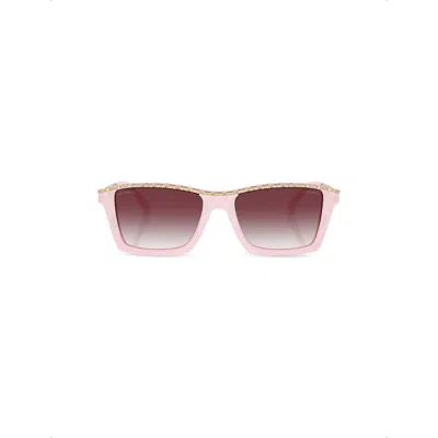 Pre-owned Chanel Womens Ch5548q Rectangle-frame Acetate And Leather Sunglasses Pink