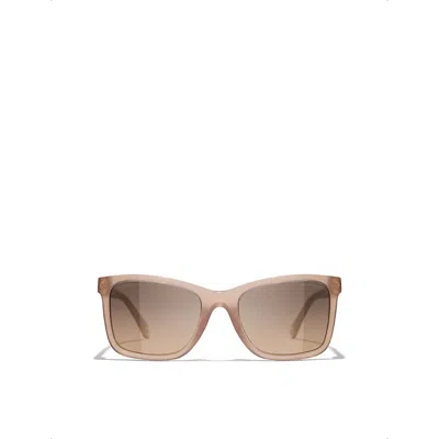 Chanel Womens Pink Ch5551u Rectangular-frame Acetate Sunglasses