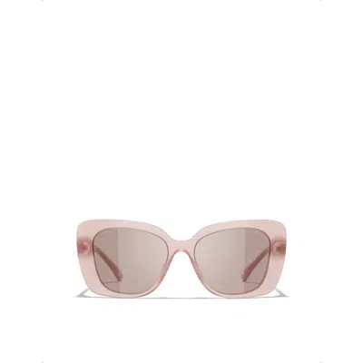 Pre-owned Chanel Womens Pink Ch5504 Rectangle-frame Acetate Sunglasses