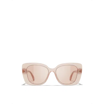 Pre-owned Chanel Womens Pink Ch5504 Rectangle-frame Acetate Sunglasses