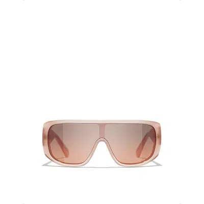 Pre-owned Chanel Womens Pink Ch5495 Pillow-frame Acetate Sunglasses
