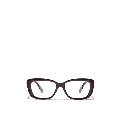 Pre-owned Chanel Womens Red Ch3467 Rectangle-frame Acetate Glasses
