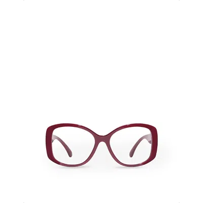 Pre-owned Chanel Womens Red Ch3476 Butterfly-frame Acetate And Nylon Optical Glasses