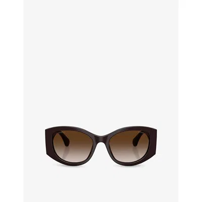 Chanel Womens Red Ch5524 Oval Acetate Sunglasses