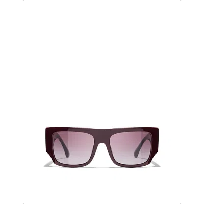 Pre-owned Chanel Womens Red Ch5549 Square-frame Acetate Sunglasses