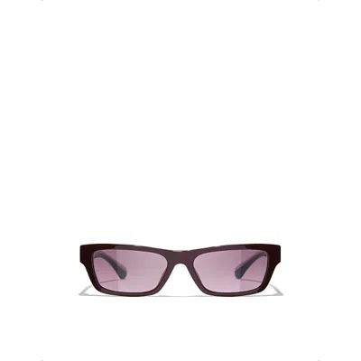 Chanel Womens Red Ch5564b Rectangular-frame Acetate Sunglasses