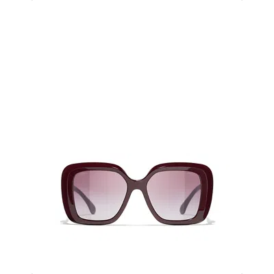 Pre-owned Chanel Womens Red Square-frame Sunglasses