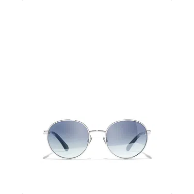 Pre-owned Chanel Womens Silver Ch4282 Pantos-frame Metal Sunglasses