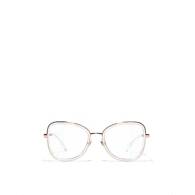 Pre-owned Chanel Womens Tan Ch2208b Square-frame Metal Eyeglasses