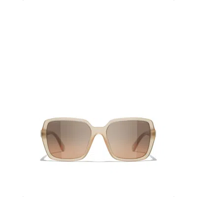 Pre-owned Chanel Womens White Ch5505 Rectangle-frame Acetate Sunglasses