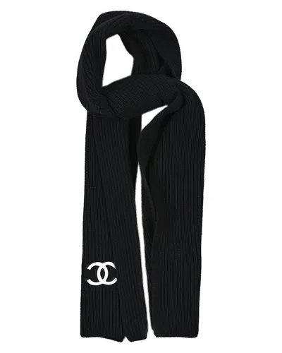 Pre-owned Chanel Wool Cashmere Cc Scarf (authentic Pre-loved)