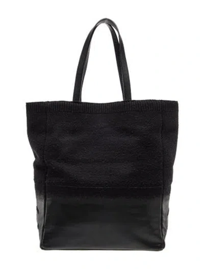 Pre-owned Chanel Wool Cc Tote In Black