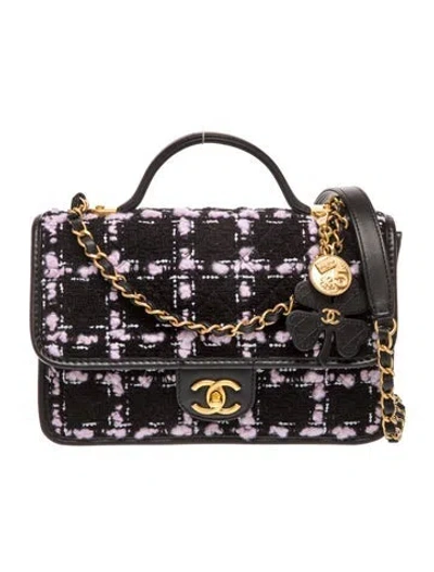 Pre-owned Chanel Wool Crossbody Bag In Black