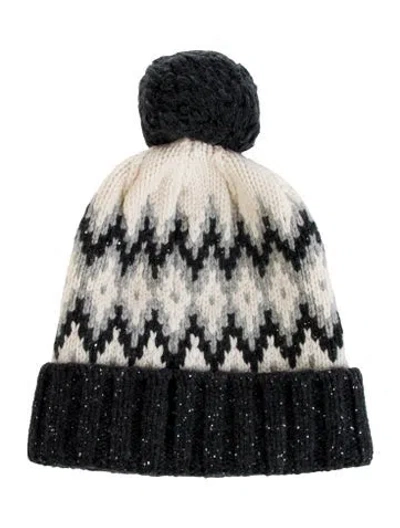 Pre-owned Chanel Wool Fantasy Pom-pom Beanie Hat In Gray