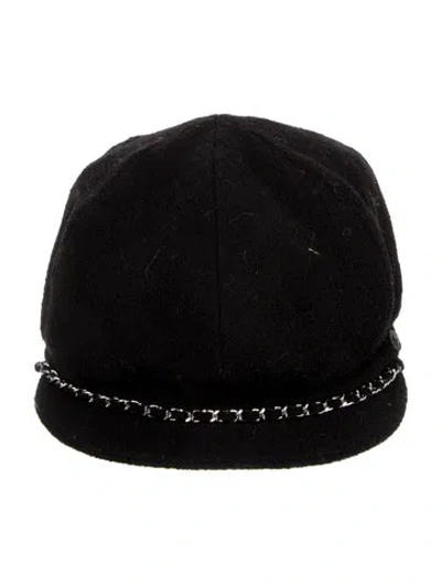 Pre-owned Chanel Wool Newsboy Cap In Black