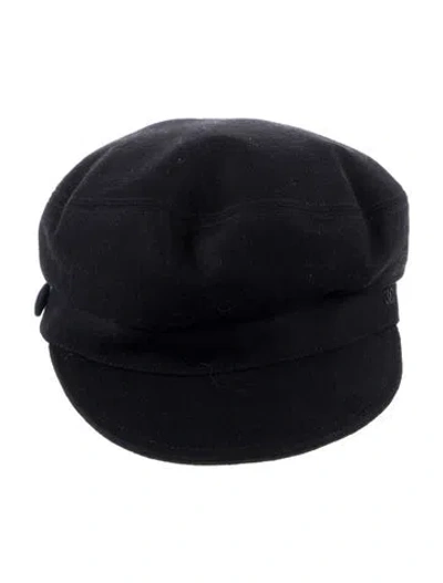 Pre-owned Chanel Wool Newsboy Cap In Black